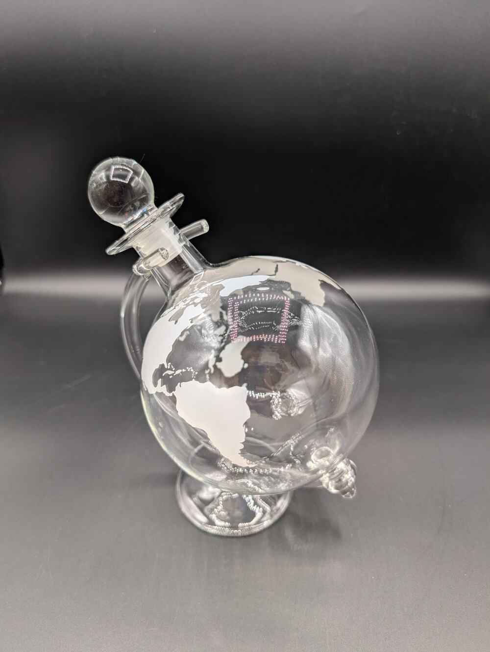 Etched Glass Globe Decanter in Stand